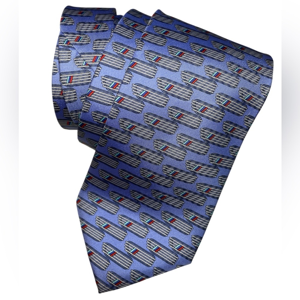 BMW Lifestyle Blue Patterned Logo Men's Silk Tie